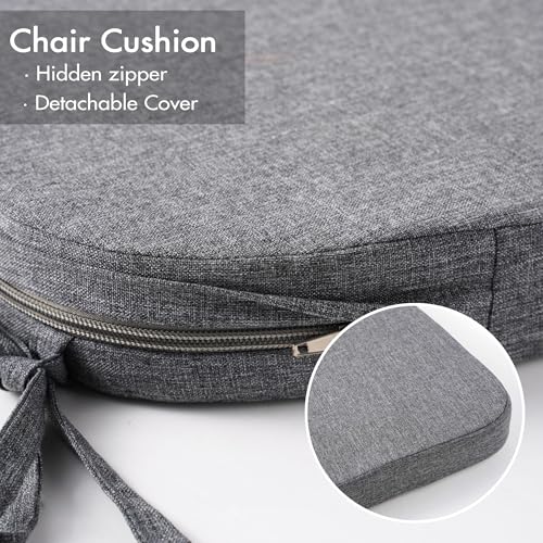 Battilo Chair Cushions for Dining Chairs with Ties, Waterproof Kitchen Chair Pad with Non-Slip Backing, Seat Cushions with Machine Washable Removable Cover, 16"x16"x2", Set of 2, Dark Grey - color: Dark Grey, size: 2 Count(Pack of 1)