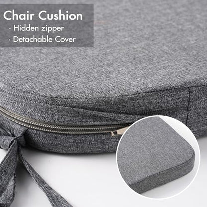Battilo Chair Cushions for Dining Chairs with Ties, Waterproof Kitchen Chair Pad with Non-Slip Backing, Seat Cushions with Machine Washable Removable Cover, 16"x16"x2", Set of 2, Dark Grey - color: Dark Grey, size: 2 Count(Pack of 1)