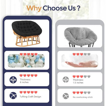 Papasan Chair Cushion Black - color: Black, size: 65x48 Inch