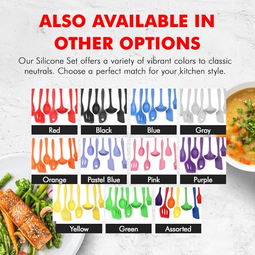 Chef Craft 42077 7 Piece Silicone Kitchen Tool and Utensil Set, Red - color: Red, size: 7 Piece Set