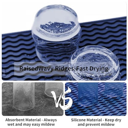 ZLR 4-in-1 Silicone Mat: Air Fryer & Coffee Maker, 12"x12", Midnight Blue | Dish Drying Mat, Heat-Resistant Trivet to 450°F, Appliance Non-Slip Base, Food-Grade, Dishwasher Safe, Rolls Up - color: Midnight Blue, size: 12" x 12"