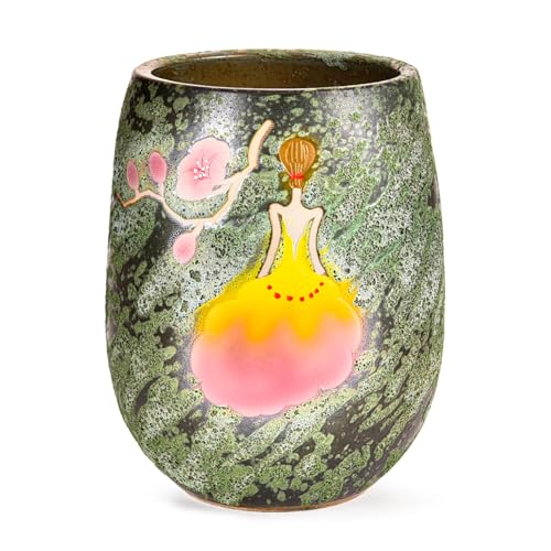 Sungmor 10.6 Inch Hand Painted Ceramic Succulent Plant Pot - Dark Green | Textured Decorative Pottery Planter with Drainage Hole, Indoor Outdoor Flower Pot for Home & Office Decor - color: Dark Green (Dia.: 6.3inch & H: 10.6inch)