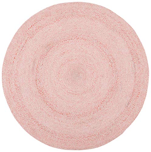 SAFAVIEH Cape Cod Collection Area Rug - 4' Round, Pink, Handmade Braided, Ideal for High Traffic Areas in Living Room, Bedroom (CAP224U) - color: Pink, size: 4' (Round)
