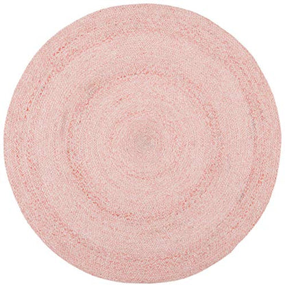 SAFAVIEH Cape Cod Collection Area Rug - 4' Round, Pink, Handmade Braided, Ideal for High Traffic Areas in Living Room, Bedroom (CAP224U) - color: Pink, size: 4' (Round)