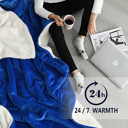 NANPIPER Throw Blanket Sherpa Flannel Blankets Soft Fuzzy Plush Fleece Microfiber for Bed/Couch (60"x80",Princess Blue) - color: Princess Blue, size: Twin