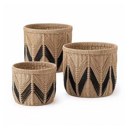 Set of 3 Woven Storage Baskets Decorative Nested Organizer Bins for Blankets Toys Towels and Home Organization Set for Living Room Bedroom Natural,S+M+L