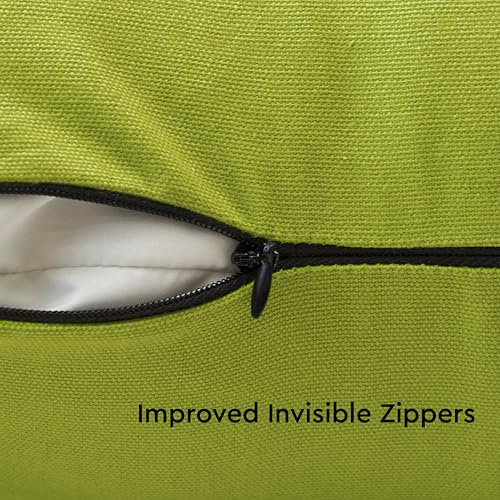 Encasa XO Throw Pillow Covers, Cotton, No Inserts 12"x12" Lime Green | Durable Cotton Canvas | Concealed Invisible Zipper | Ideal for DIY & Embroidery | Living Room & Couch | Set of 2 - color: Lime Green, size: 12" x 12" (Pack of 2)