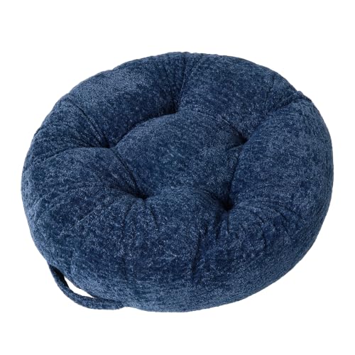 Floor Cushion Pillow, Portable Large | Meditation Adult Sitting Pillow with Handle for Tatami, Living Room & Yoga (1, Round, Dark Blue, 22 x 22 x 6 inches) - color: Round, Dark Blue