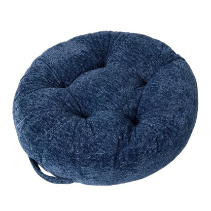 Floor Cushion Pillow, Portable Large | Meditation Adult Sitting Pillow with Handle for Tatami, Living Room & Yoga (1, Round, Dark Blue, 22 x 22 x 6 inches) - color: Round, Dark Blue