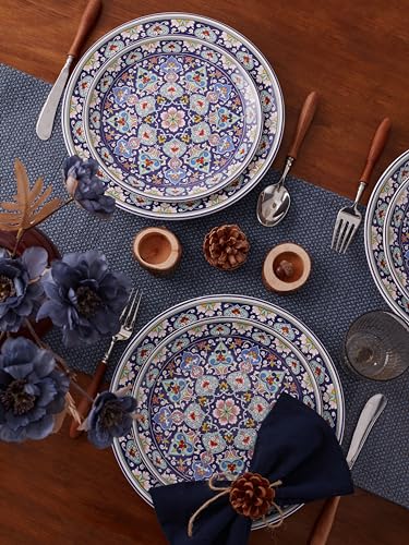 Bico Mandala Kaleidoscope Salad Plates Set of 4, 8.75 Inch Ceramic Dessert Plates for Salad, Appetizer, Side Dishes, Microwave and Dishwasher Safe, Gift for Housewarming and Thanksgiving - color: Mandala Kaleidoscope