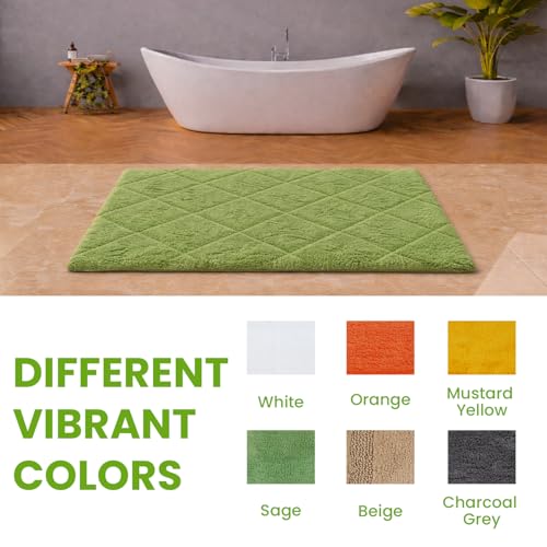 C23 20"x32" 100% Cotton Washable Bath Mat - 210 GSF Non-Slip Rug, Sage - color: Sage