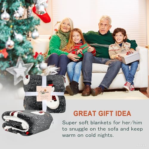 Catalonia Snowman Blanket, Holiday Theme Sherpa Fleece Throw, Blanket for Couch and Bed, Christmas Blanket | Super Soft, Comfy, Cozy, Fluffy, Warm | 50x60 inch, Grey - color: Snowman, size: 50"x60"