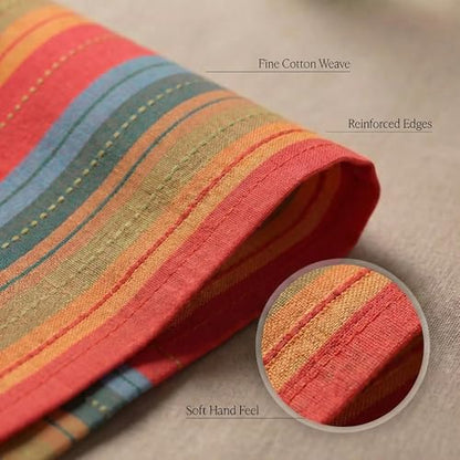 Urban Villa Cloth Napkins Cotton 20x20 (Set of 12) Red Stripes - color: 007 Red Multi, size: 20" x 20" (Set of 12)