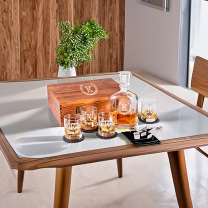 Personalized Whiskey Decanter Set, Whiskey Decanter Sets for Men, Customized Gifts for Men, Whisky Decanter Sets, Bourbon Decanter Set, Engraved Custom Scotch Glasses Liquor Lovers for Christmas