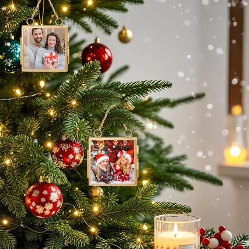 OLYCRAFT 6Pcs 2.1x2.1 Inch Gold Mini Glass Hanging Frame with Chain | Metal Picture Frames, Double Glass Floating Frames, Wall Hanging Artwork Display Frame for Pressed Flowers Leaf and Artwork - size: 2.1x2.1 Inch