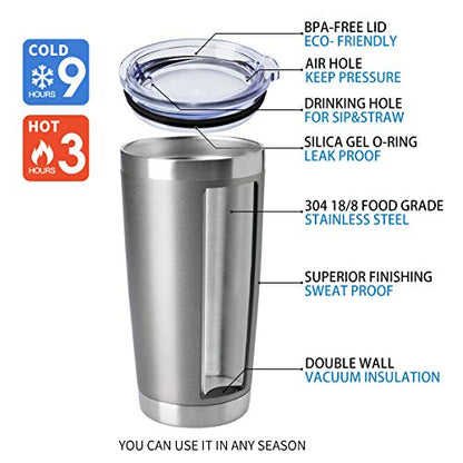 HASLE OUTFITTERS 20oz Tumblers Bulk Stainless Steel Cup with Lid Double Wall Vacuum Insulated Coffee Mug for Cold & Hot Drinks 1 Pack, Grey - color: Grey-A, size: 1 Count (Pack of 1)