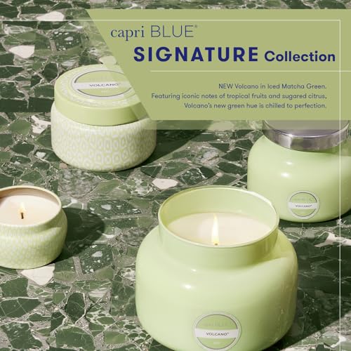 Capri Blue Volcano Scented Candles - Luxury Candles for Home Scented with Tropical Fruit & Sugared Citrus - Long Lasting Soy Wax Blend - Signature Glass Jar (Iced Matcha Green, 19 oz) - color: Iced Matcha Green, size: 19 oz