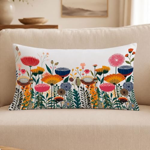 Modern Floral Lumbar Pillow Cover 12x20 Inches Rectange, Double-Sided Decorative Pillows with Abstract Style, Throw Pillow Covers for Nature Lovers, Use for Home Bedroom Living Room - color: 10, size: 20" x 12" (Pack of 1)