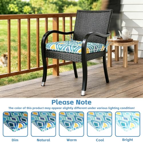 COZYVIDA Outdoor Chair Cushions Set of 4, 20"x20" Square Seat Pads with Tie Straps and YKK Zippers, 35D High-Density Foam, Water-Resistant Fabric,UV-Resistant 1000+ Hrs - color: Print 040