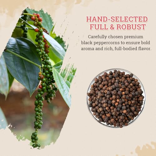 52USA Whole Black Peppercorn 18 Oz + Himalayan Pink Salt 39 Oz Coarse Grain | Salts and Pepper Grinder, Black Peppercorn Refil, Kosher, Pink Himalayan Sea Salt, 2 Piece Set