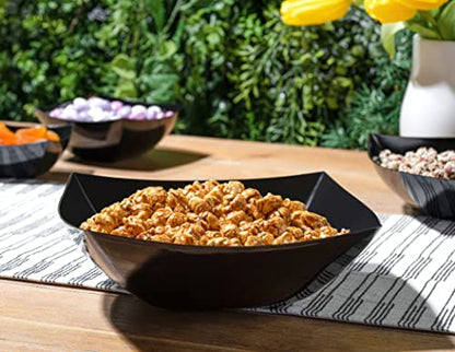 4 Pack Disposable Black Plastic Serving Bowls Square Party Candy Use 64oz | Square Design. Disposable Party Tableware. Salad, Fruit & Candy Use. Candy Buffet Containers. Black Plastic. - color: Black, size: 64 OUNCE