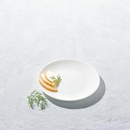 Vikko Appetizer Plates, Set of 4 White Ceramic Plates, Salad Plates Set, Stackable 8 Inch Round Plates, Dishwasher Safe, Bead and Butter Plates, Durable Plates for All Occasions - size: 8" Salad Plate