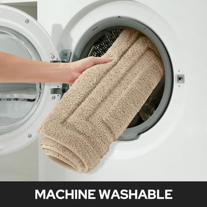 HOMEIDEAS Bathroom Rugs Sets 2 Piece, Super Soft and Absorbent Non Slip Microfiber Machine Washable Bath Mat Set (20" x 32" + 16" x 24", Beige) - color: Loop- Beige, size: 1'4" x 2'8" (16"x24"+20"x32")