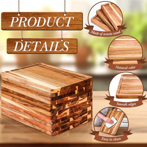 Roshtia 12 Pcs Acacia Wood Serving Tray Dinner Plates,10'' X 14'' X 0.6'' | Rectangular Wooden Platter Food Tray Cheese Charcuterie Board Bulk for Fruit Vegetable Appetizer Christmas Party Supplies - size: 10'' X 14'' X 0.6''