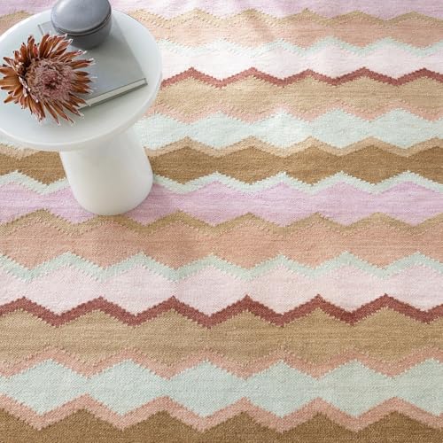 Dash & Albert Safety Net Earth Geometric Handwoven Wool Rug, 5'x8' | Earth Handwoven Wool Rug, , Geometric Pattern - color: Earth, size: 5' x 8' (Rectangular)