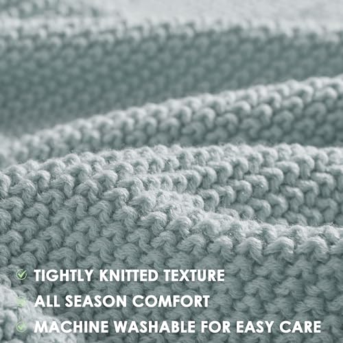 INK+IVY Bree Knit All Season Throw Blanket for Sofa, 50 x 60, Light Blue | Ultra Soft, Acrylic, Lightweight, OEKO-TEX Certified - color: Light Blue, size: Throw (50 in x 60 in)