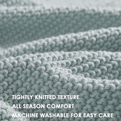 INK+IVY Bree Knit All Season Throw Blanket for Sofa, 50 x 60, Light Blue | Ultra Soft, Acrylic, Lightweight, OEKO-TEX Certified - color: Light Blue, size: Throw (50 in x 60 in)