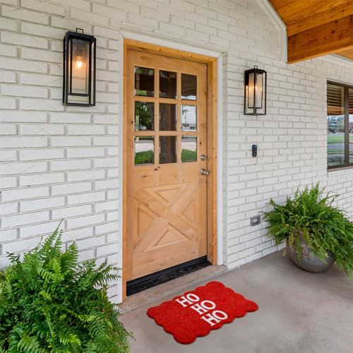 Hallmark Ho Ho Ho Red Holiday Doormat, Outdoor Coir, 18 x 30 in | For Christmas, Festive Seasonal Decor for Entrance, Porch or Front Door, Removes Dust & Dirt from Shoes - color: Ho Ho Ho Red