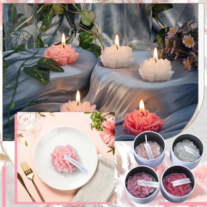 Threlaco 12 Pcs Flower Bridal Candles Set Bridesmaid Gift,Pink Gradient | 2" Wax Scented Candle Bulk, with Dried Flower and Cans, for Wedding Shower Proposal Anniversaries Women Christmas Party Favor - color: Pink Gradient