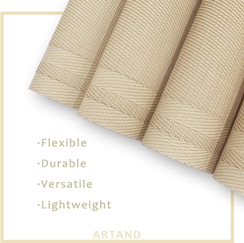 DACHUI Placemats Set of 6, Linen Look Woven, Heat Resistant, Washable Place Mats - color: Beige, size: 6PCS