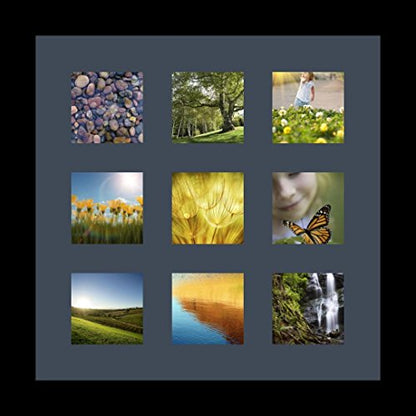 ArtToFrames Collage Photo Frame Single Mat with 9-3x3 Openings with Satin Black Frame and Blue Jay mat. - color: 9 - 3x3 - (2146), size: Blue Jay