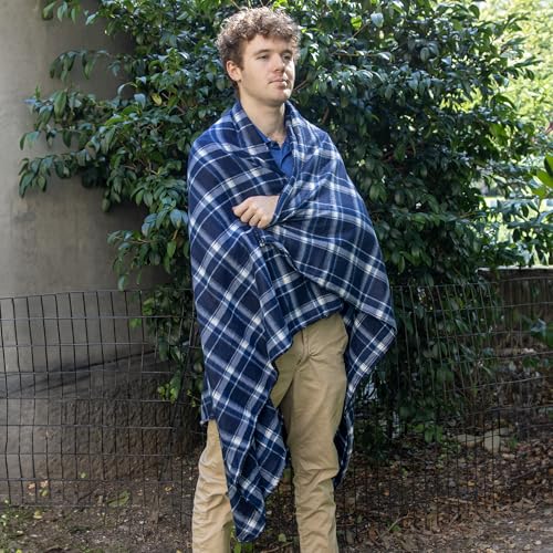 Trail maker 50x60 Throw Blankets, Plaid Fleece Throw Blankets for Bedroom, Couch, Livingroom, Chair, Pets, Outdoors - color: Blue