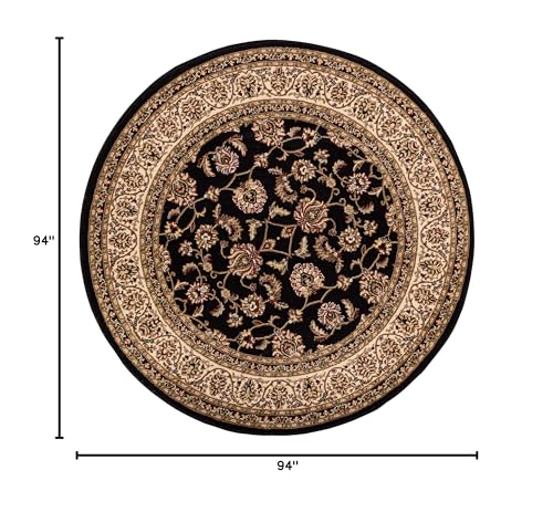 Well Woven Barclay Sarouk Black Traditional Area Rug 7'10'' Round - color: Black, size: 7'10" (Round)