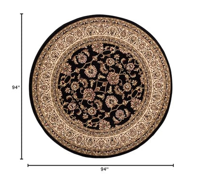Well Woven Barclay Sarouk Black Traditional Area Rug 7'10'' Round - color: Black, size: 7'10" (Round)