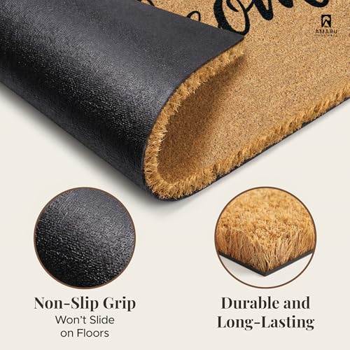 Coir Welcome Mat, Non-Slip, Welcome Classic 8, 17x29 in | 100% Natural Coir, Anti-Shedding, Durable PVC Backing, Traps Dirt and Mud, Indoor and Outdoor Entryway, Easy to Clean - color: Welcome Classic 8
