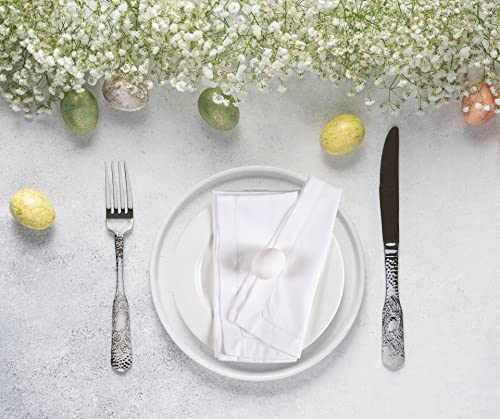 Ramanta Home White Polyester Cloth Napkins Set of 12-18x18 Inches | Polyester Blend Washable Dinner Napkins for Everyday Use - color: 4 White, size: 20" x 20" (Set of 12)