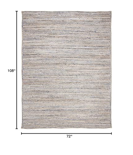SAFAVIEH Cape Cod Collection Area Rug - 6' x 9', Natural & Blue, Handmade Flat Weave Jute, Ideal for High Traffic Areas in Living Room, Bedroom (CAP250A) - size: 6' x 9' (Rectangular)