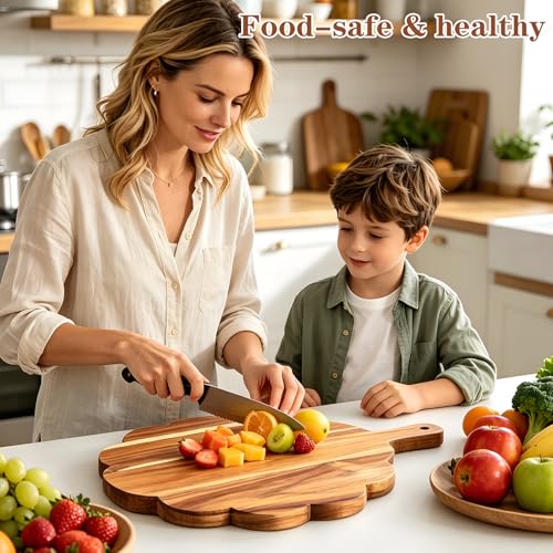 5 Pcs Acacia Wood Scalloped Cutting Board Wood Bulk Decorative Cutting Boards for Kitchen Unique Cutting Board Bulk for Bread Meat Cutting Boards Fruit Cheese Pizza Crafts Rustic Wall