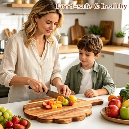 5 Pcs Acacia Wood Scalloped Cutting Board Wood Bulk Decorative Cutting Boards for Kitchen Unique Cutting Board Bulk for Bread Meat Cutting Boards Fruit Cheese Pizza Crafts Rustic Wall