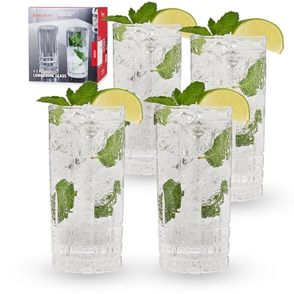Spiegelau Perfect Serve Longdrink Glass Set of 4 - Highball Cocktail Glasses European-Made Crystal, Dishwasher Safe, Professional Quality Cocktail Glass Gift Set - 12.3 oz - style: Longdrink