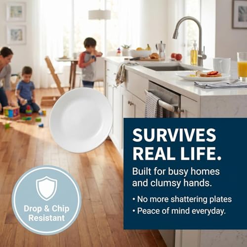 Corelle Vitrelle 6-Piece Salad Appetizer Plate Set Triple Layer Glass and Chip Resistant, 6-3/4-Inch Lightweight Round Plates, Winter Frost White - size: 6.75" Appetizer Plates