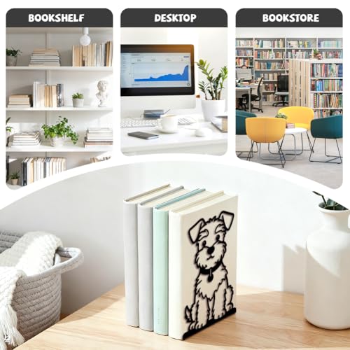 5.3"x4.3"x7.9" Metal Bookends, Heavy Duty Book Ends for Shelves | Cute Shanari Dog Theme Cast Iron Book Supports, 1 Pair Decor Stoppers for Desk, Library, Office & Home Shelves - style: Cute Shanari Dog