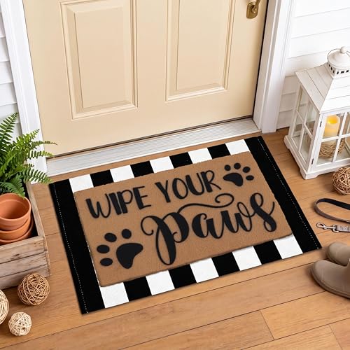 Arttown Welcome Front Coir Rug Door Mats Combo Set 17"x30"+24"x36" Wipe Your - color: Wipe Your Paws