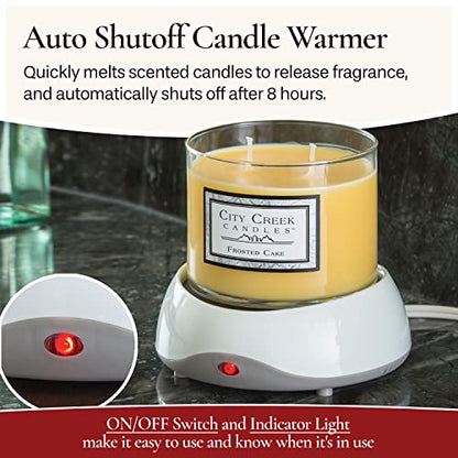 CANDLE WARMERS ETC. Auto Shutoff Candle Warmer Plate (White, Plug-in) – Modern Candle Wax Warmer with 8-Hour Timer - size: 04