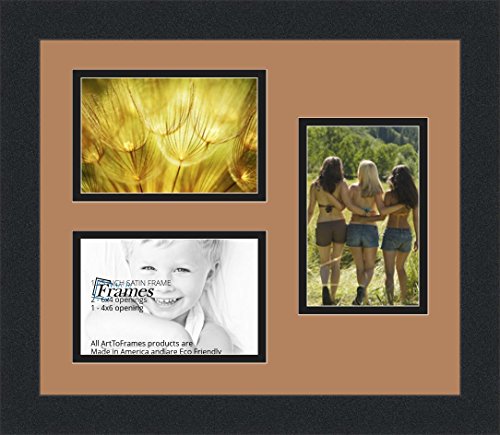 ArtToFrames Collage Photo Frame Double Mat with 3-4x6 Openings and Satin Black Frame - color: Paloma, size: 3 - 4x6