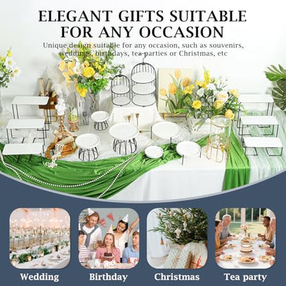 3-Tier Serving Tray Stand, White Acrylic Dessert Display Trays with Black Painted Iron Rack, Removable Trays for Cupcakes, Appetizers, Fruit, Cookies, Weddings, Birthdays and Buffets - color: White and Black